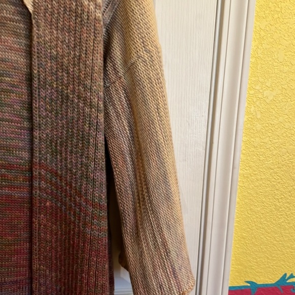 Wool beige mauve  hand knitted maxi sweater coat szL - Picture 4 of 8